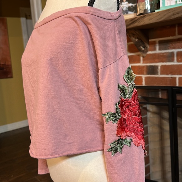 BLUE BLUSH floral long sleeve crop top size small - Picture 4 of 7